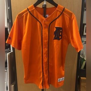 Detroit Tigers Kids Orange Button-Up Baseball Jersey, Size 14/16